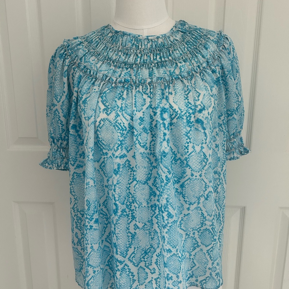 Current Air Turquoise Snake Print Blouse